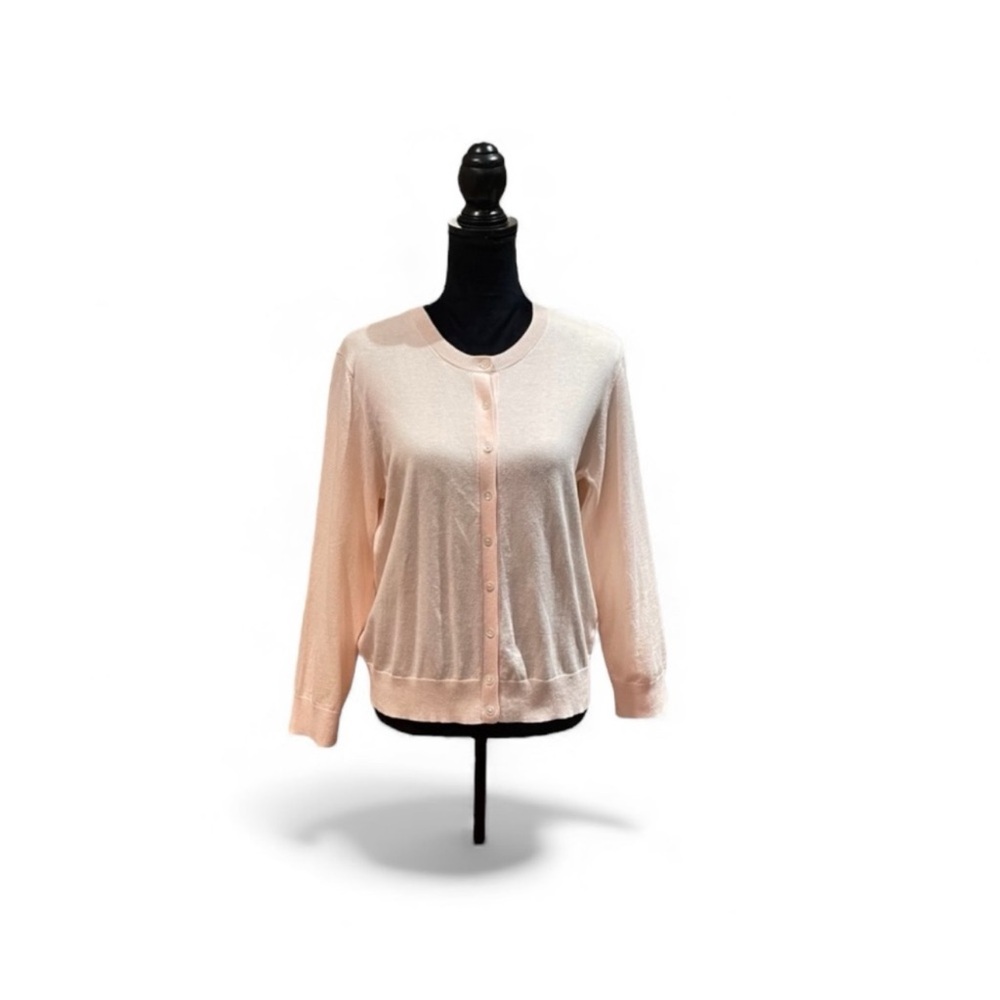 Banana Republic peachy pink button front Pima cotton cashmere cardigan large